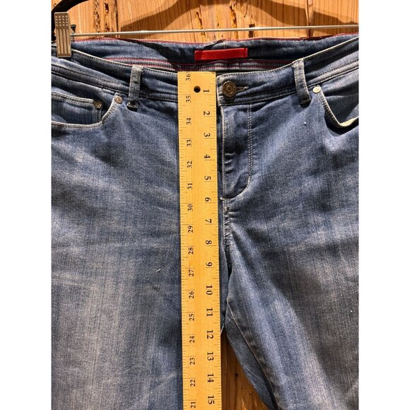 L.L. Bean Womens Floral Embroidered Stretch Denim Jeans Mid Rise Size 14 Blue Bo - Picture 5 of 10